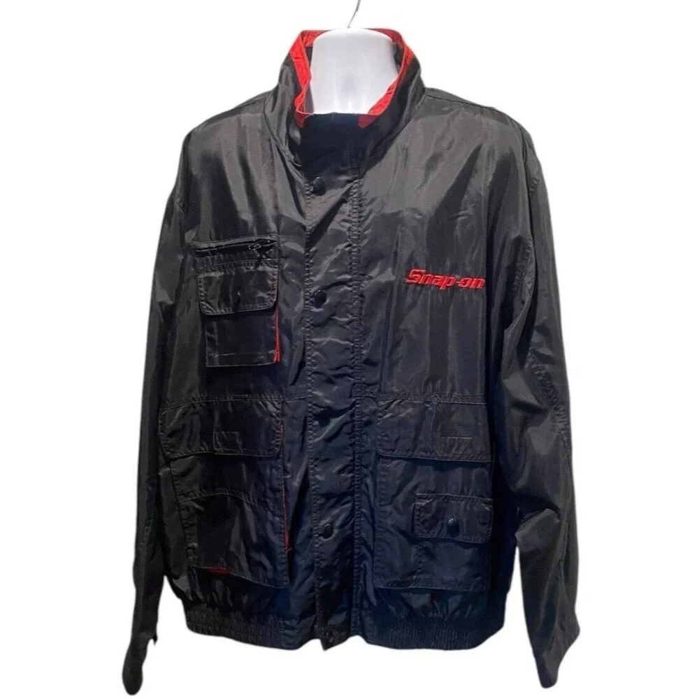 SnapOn Jacket Men’s Size XL Black Zip Snap Multiple Pockets Logo Embroidery - Picture 1 of 16